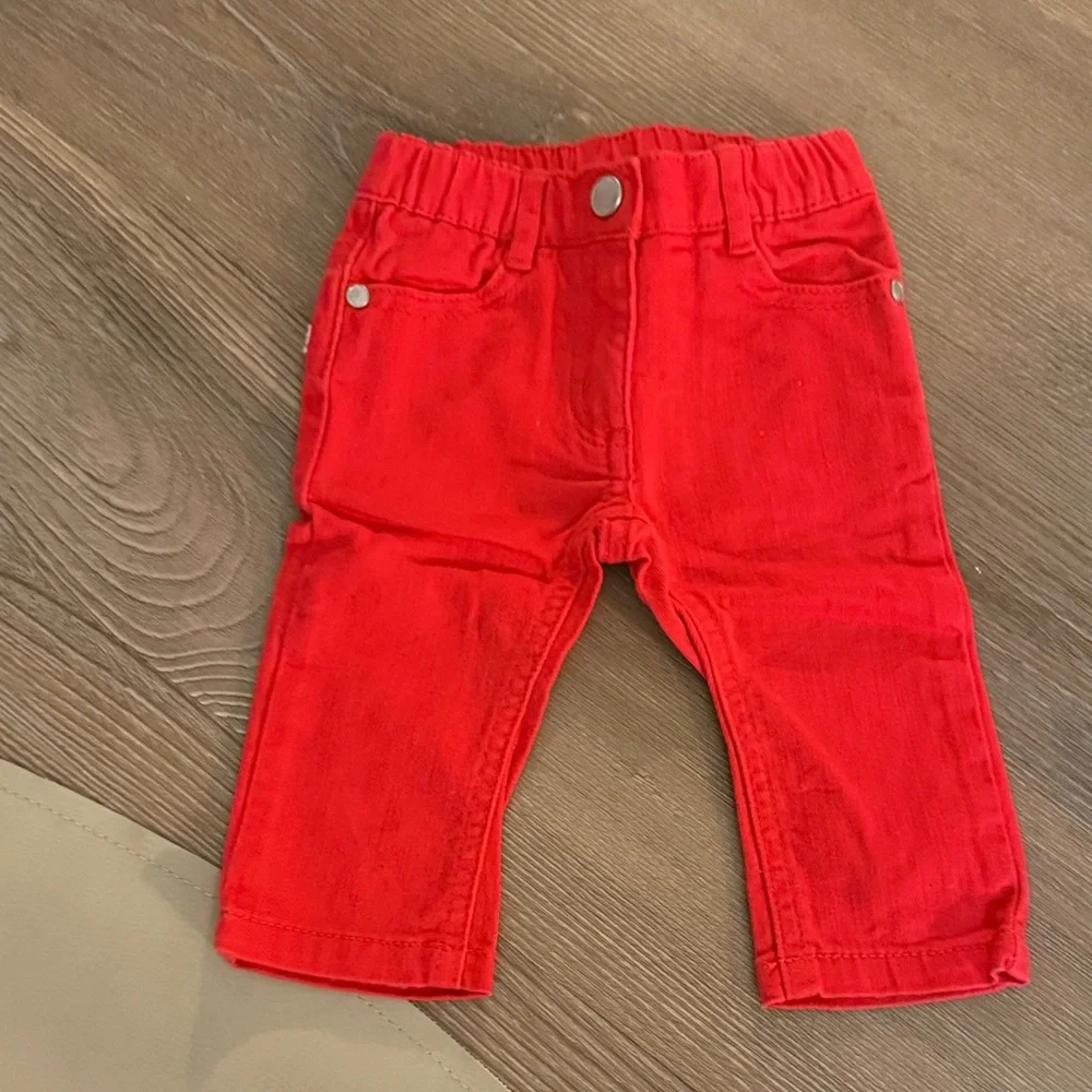 Jacadi baby girl red denim jeans - size 6m